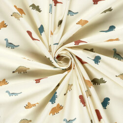 Baumwollpopeline bunte Dinos - creme