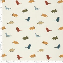 Baumwollpopeline bunte Dinos - creme