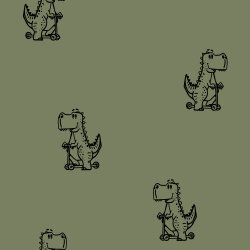Baumwollpopeline süßer T-Rex - oliv