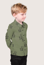 Baumwollpopeline süßer T-Rex - oliv