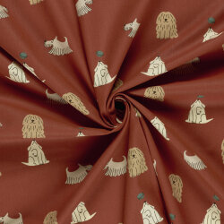 Baumwollpopeline witzige Hunde - altrot