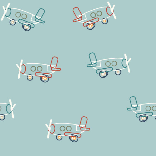 Baumwollpopeline Flugzeuge - hellblau