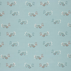 Baumwollpopeline Flugzeuge - hellblau