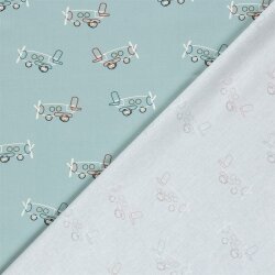 Baumwollpopeline Flugzeuge - hellblau