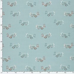 Baumwollpopeline Flugzeuge - hellblau