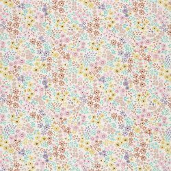 Baumwollpopeline bunter Blumenregen - creme