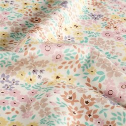 Baumwollpopeline bunter Blumenregen - creme