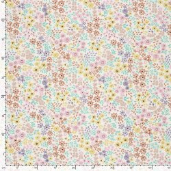 Baumwollpopeline bunter Blumenregen - creme