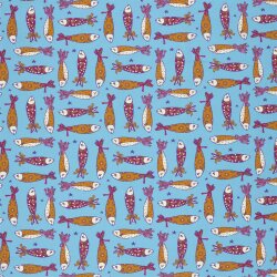 Baumwollpopeline Fische - wasserblau