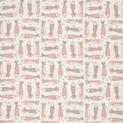 Baumwollpopeline Fische - creme