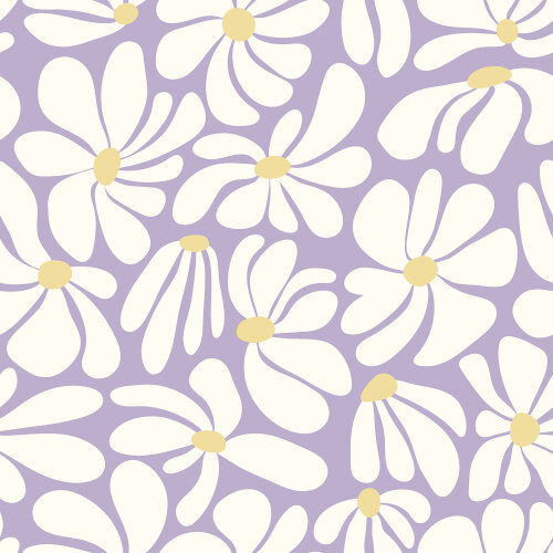 Baumwollpopeline Margeritenkunst - lavendel