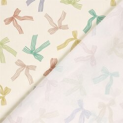 Baumwollpopeline bunte Schleifen - creme