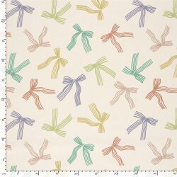 Baumwollpopeline bunte Schleifen - creme