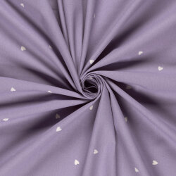 Baumwollpopeline kleine Herzen - lavendel