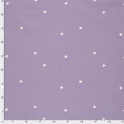 Baumwollpopeline kleine Herzen - lavendel