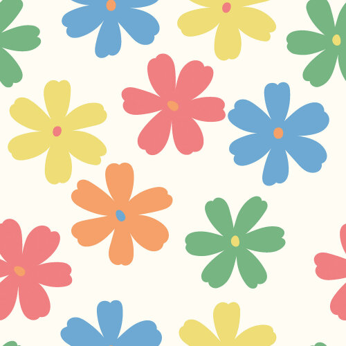 Baumwollpopeline bunte Blumenräder - creme