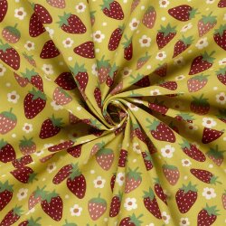 Baumwollpopeline Erdbeerwelt - gelb