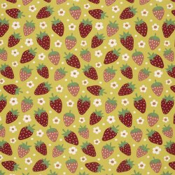 Baumwollpopeline Erdbeerwelt - gelb