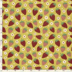 Baumwollpopeline Erdbeerwelt - gelb