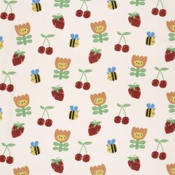 Baumwollpopeline fröhliche Früchte & Blumen...