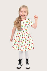 Baumwollpopeline fröhliche Früchte & Blumen...