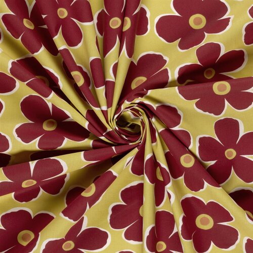 Baumwollpopeline große Blumenräder - gelb