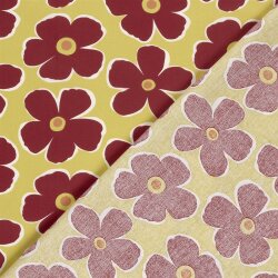 Baumwollpopeline große Blumenräder - gelb