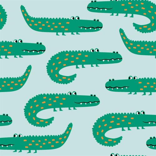 Baumwollpopeline coole Krokodile - hellblau