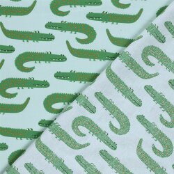 Baumwollpopeline coole Krokodile - hellblau