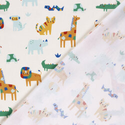 Baumwollpopeline Konfettitiere - creme