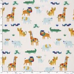 Baumwollpopeline Konfettitiere - creme