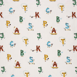 Baumwollpopeline sportliche Buchstaben - creme