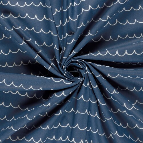 Baumwollpopeline Wellenstreifen - königsblau