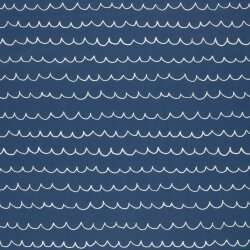 Baumwollpopeline Wellenstreifen - jeansblau