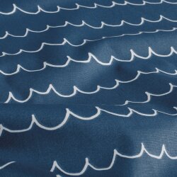 Baumwollpopeline Wellenstreifen - jeansblau