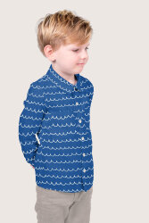 Baumwollpopeline Wellenstreifen - königsblau