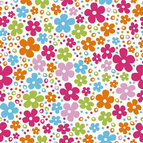 Baumwollpopeline bunte Blütenwelt - creme