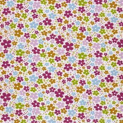 Baumwollpopeline bunte Blütenwelt - creme