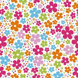 Baumwollpopeline bunte Blütenwelt - creme