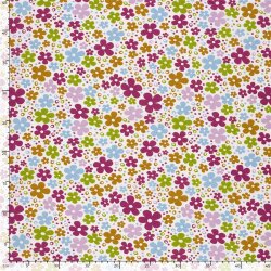 Baumwollpopeline bunte Blütenwelt - creme