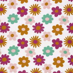 Baumwollpopeline große bunte Blüten - creme