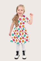 Baumwollpopeline große bunte Blüten - creme