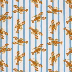 Baumwollpopeline Hummer auf Streifen - creme