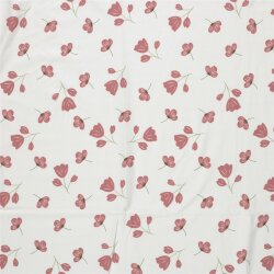 Baumwolljersey zarte Mohnblumen - creme