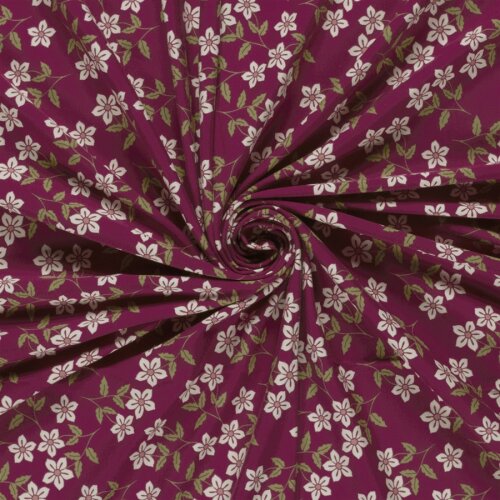 Baumwolljersey Blumenranken - magenta