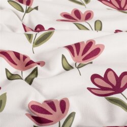 Baumwolljersey schöne Blumen - creme