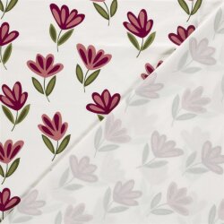 Baumwolljersey schöne Blumen - creme