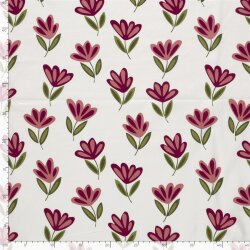 Baumwolljersey schöne Blumen - creme