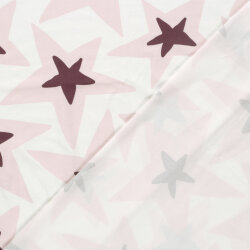 Baumwolljersey Sterne - creme/softrosa