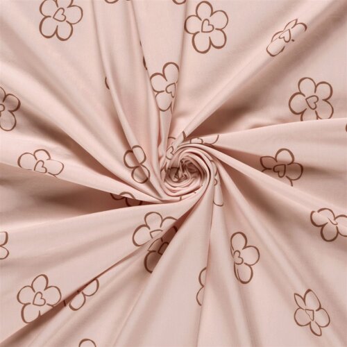 Baumwolljersey Blumenherz - lachsrosa